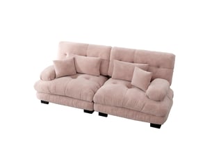 Canapé 2 places modenvie modulable en chenille rose 220 x 77 x 81 cm