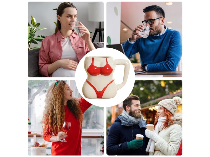  Mug en céramique, silhouette en bikini, rouge, hauteur d’environ 12,2 cm  - Conforama D