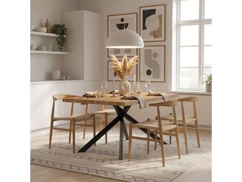  Table fixe en chêne et métal 200x100 blake - chêne  - Conforama B