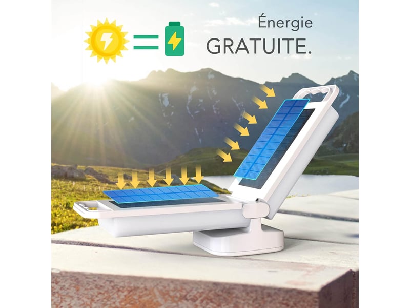 Lampe solaire rechargeable usb, lanterne led portable avec batterie externe 6000 mah, étanche ipx4 pour intérieur et extérieur - Conforama D
