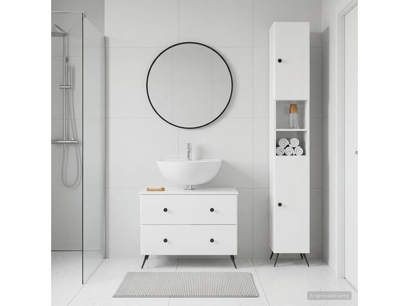 Ensemble de 2 meubles de salle de bain breda blanc brillant cf63080 - Conforama B