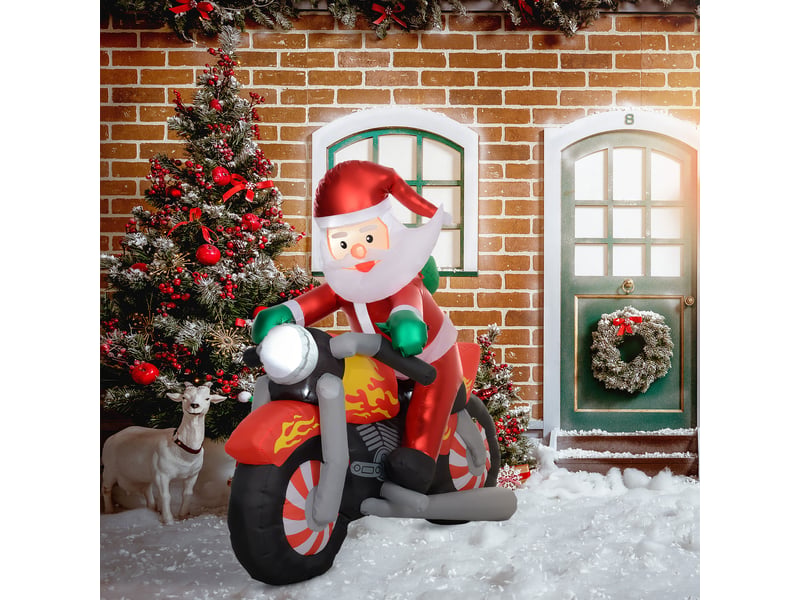  Père noël à moto, décoration de jardin, led, gonflable, résistant aux intempéries, 180 x 95 x 170 cm  - Conforama C
