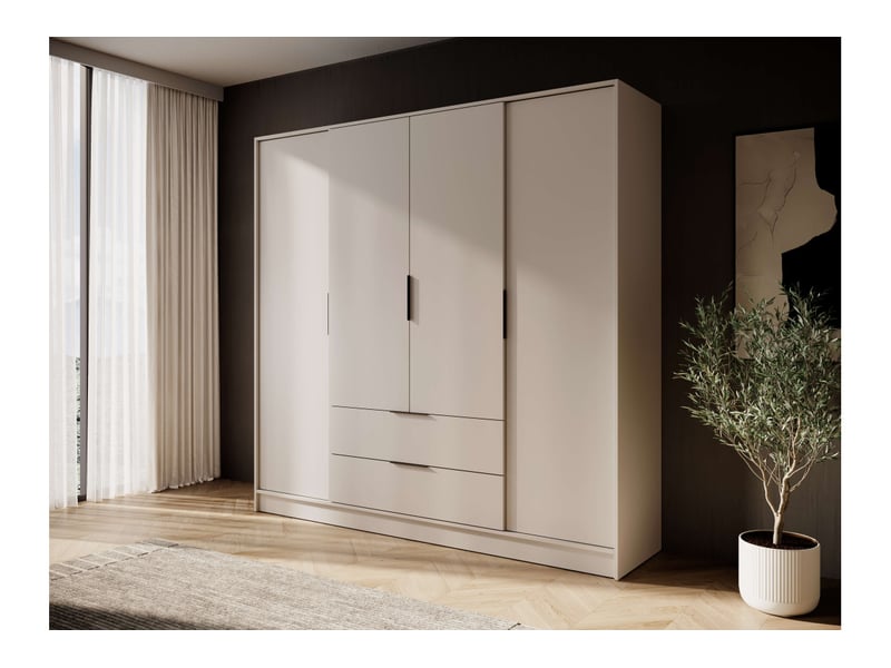 Armoire mirage 4 portes 2 tiroirs avec penderie - beige MIRAGE - Conforama B