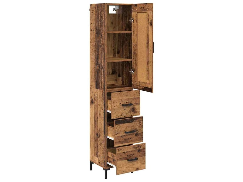 Haut armoire, armoire de rangement bois ancien 34,5x34x180 cm bois d'ingénierie shl8810 - Conforama E