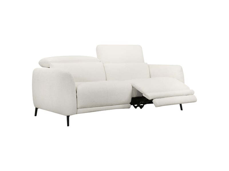  Canapé relax motorisé 3 pl en tissu chiné écru – june  - Conforama A