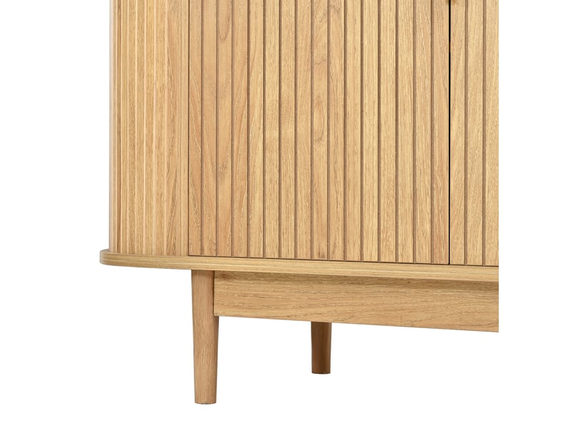 Buffet de rangement 3 portes avec façade à rainures verticales - lpospi - pieds en pin, mdf naturel, 140 × 40 × 78 cm - Conforama E