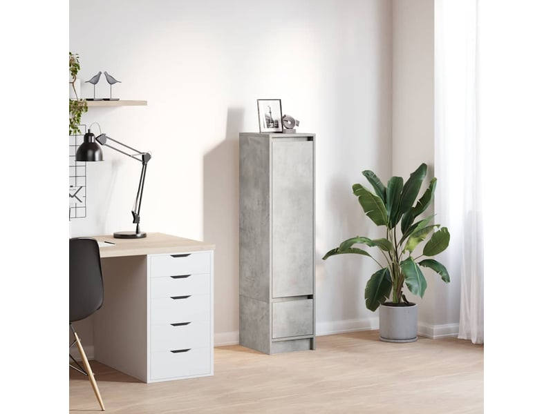  Buffet haut - bahut - meuble de rangement gris béton 29,5x34x119,5 cm bois d'ingénierie  - Conforama B
