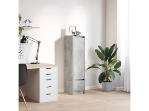 Buffet haut - bahut - meuble de rangement gris béton 29,5x34x119,5 cm bois d'ingénierie