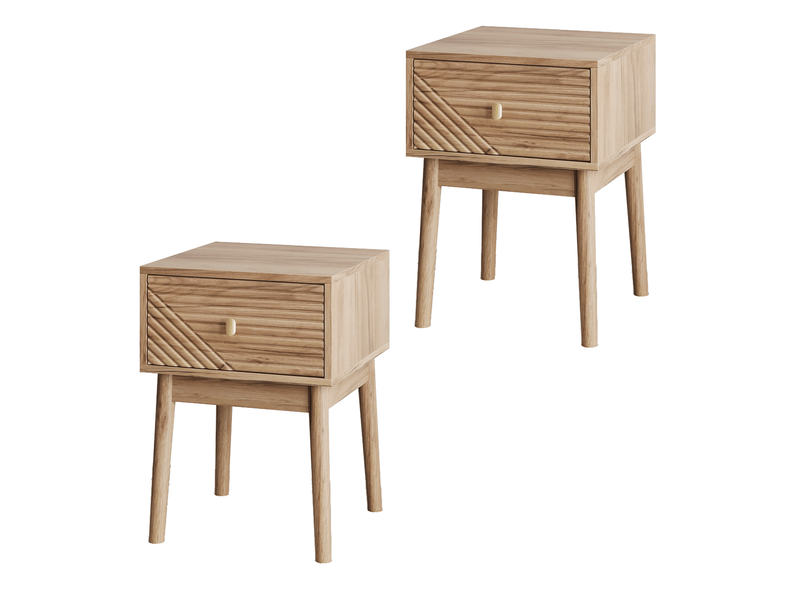  Lot de 2 tables de chevet 40x40x55 cm avec tiroirs, coloris chêne  - Conforama A