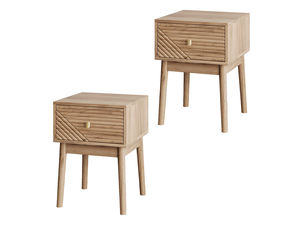 Lot de 2 tables de chevet 40x40x55 cm avec tiroirs, coloris chêne