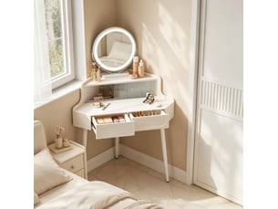 Coiffeuse 2 tiroir(s) Miroir  avec 0 tabouret(s) inclu(s)  <strong>DESVIAE</strong> <strong></strong>  coloris blanc