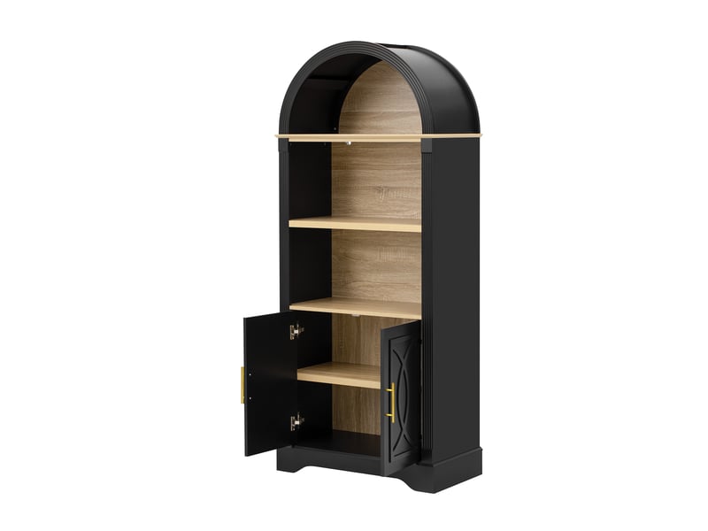  Buffet haut noir avec led, étagères réglables et grand espace de rangement  - Conforama D