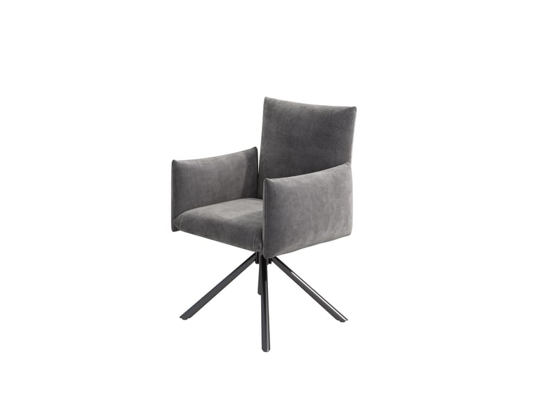 Lot de 6 chaises 60x60x88 cm, pivotantes 360°, velours gris, assises rembourrées, appui lombaire, pieds métalliques  - Conforama E