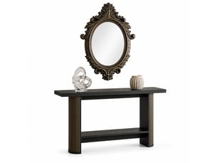 Console étroite 140x30x80 cm noire avec étagère ouverte