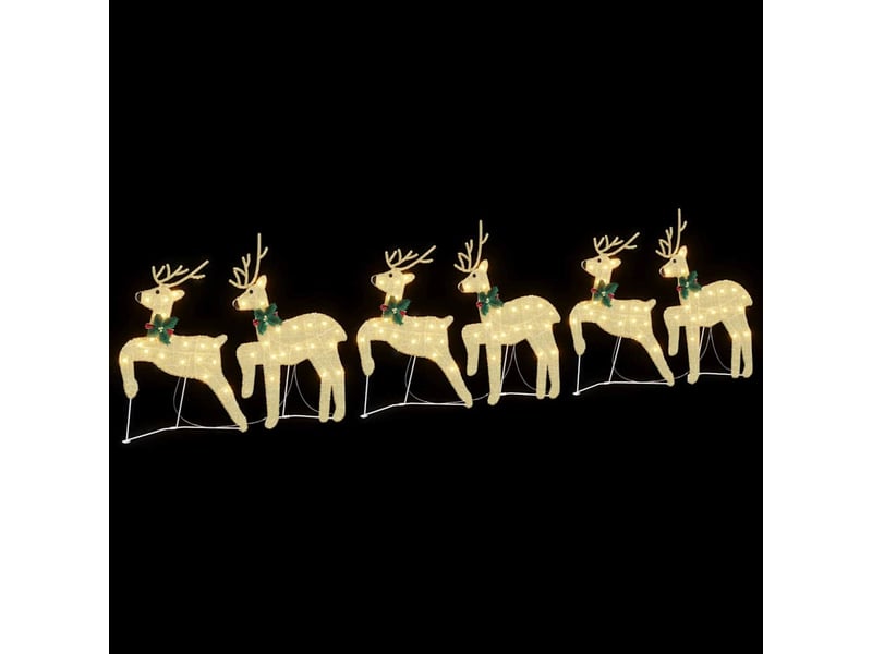  Lot de 6 rennes led, éclairage de noël, décoration de noël doré 45 x 19 x 65 cm tissu cf62095  - Conforama E