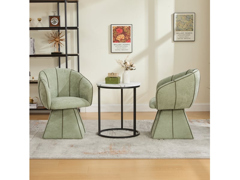  Fauteuil pivotant ergonomique avec dossier haut et accoudoirs larges, en chenille olive, 56 × 54 × 74,5 cm  - Conforama C