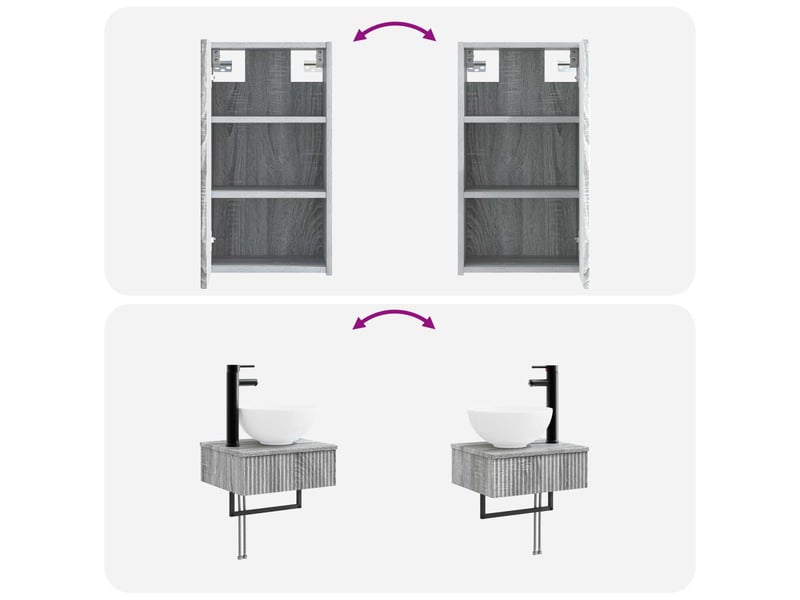Ensemble de mobilier de salle de bain 3 pc sonoma gris cf64422 - Conforama E