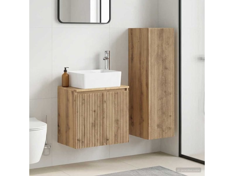  Ensemble de mobilier de salle de bain 2 pcs chêne artisanal shl3034  - Conforama B
