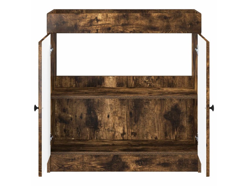  Armoire sous évier de salle de bain, meuble de rangement chêne fumé shl5515  - Conforama D