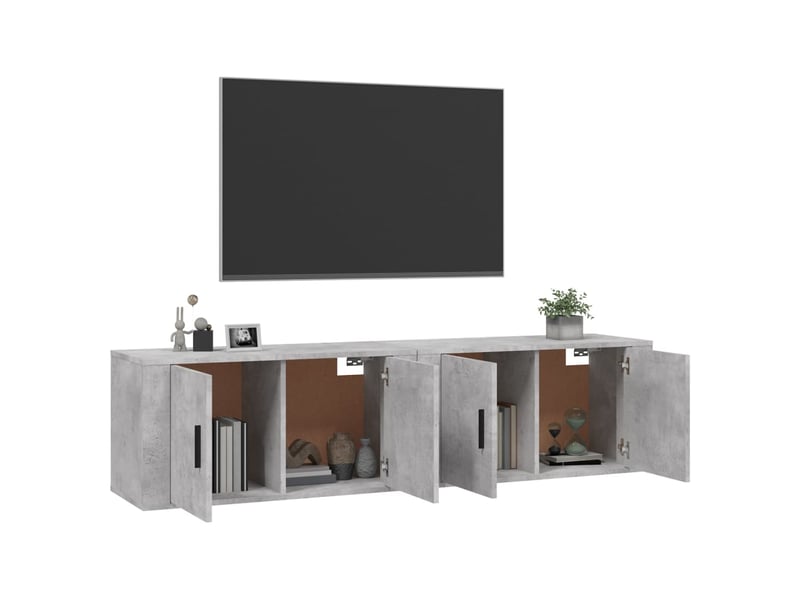  Lot de 2 meuble tv mural, meuble tv suspendu gris béton 80x34,5x40 cm  - Conforama C