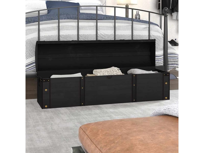  Coffre de rangement bois massif style vintage 120x30x40 cm  - Conforama B