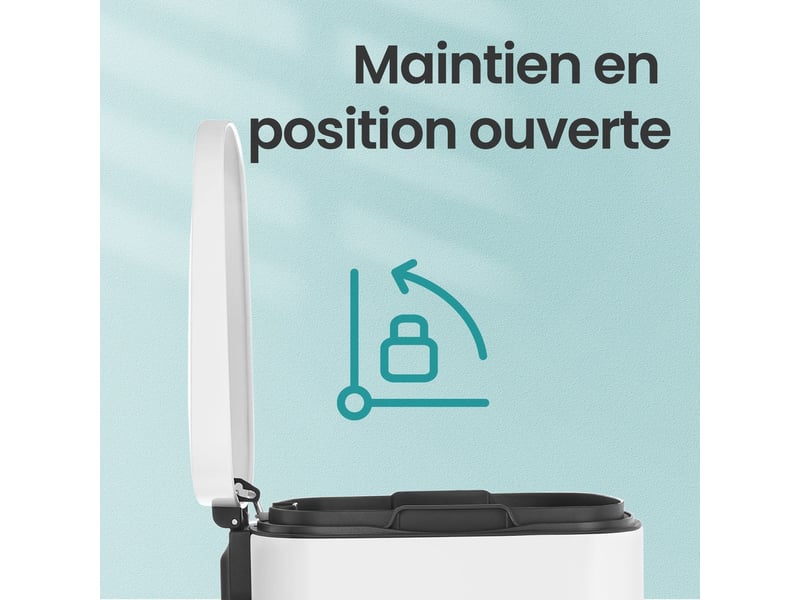  Poubelle de cuisine à pédale 42,5 x 31,8 x 65,7 cm anti-odeur fermeture douce design moderne en acier blanc 12_0013127  - Conforama B