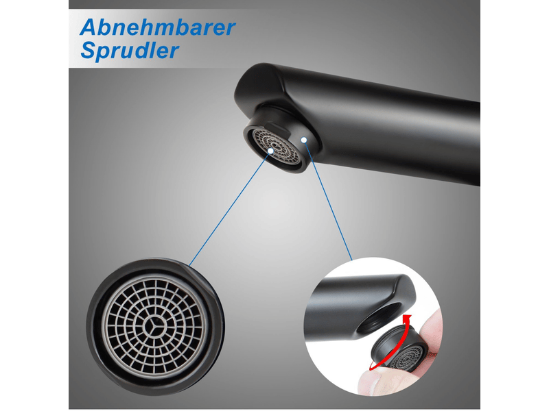 Zmh robinet lavabo noir mitigeur mono-commande acier inoxydable haute pression eau chaudefroide - Conforama E