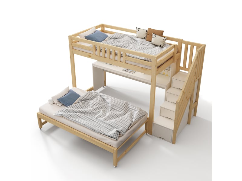  Lit mezzanine enfant avec lit gigogne et bureau mobile 90x20090x190 evryae  - Conforama A