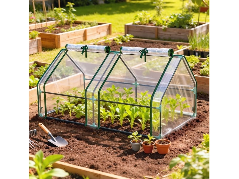  Serre portable en acier transparent 180 x 90 x 90 cm avec fenêtres à fermeture éclair, hiver-proof  - Conforama B