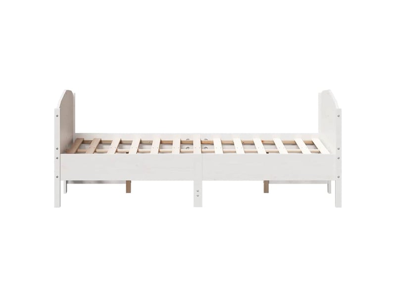  Lit double- lit adulte -  cadre de lit sans matelas blanc 150x200 cm bois de pin massif  - Conforama D