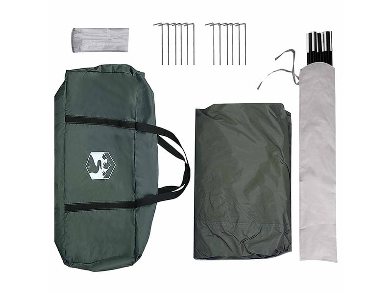 Tente de fête, tente de camping vert armée 600x600x400 cm polyester et acier - Conforama E