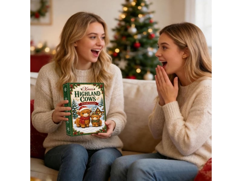  Calendrier de l'avent 2026 vache highland, 24 décorations en acrylique – ornements de noël à suspendre  - Conforama C
