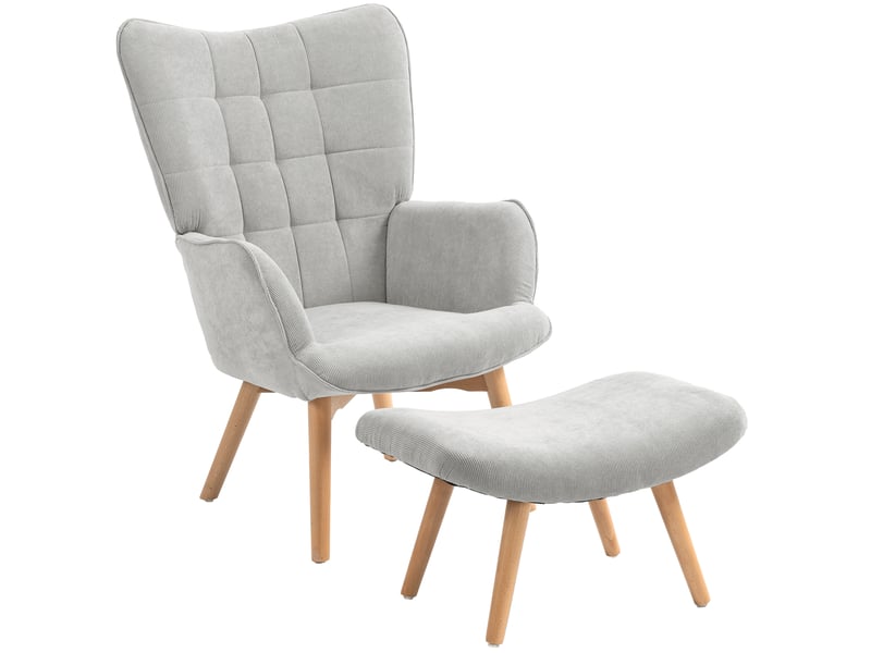  Fauteuil relax avec repose-pieds gris en polyester  - Conforama A