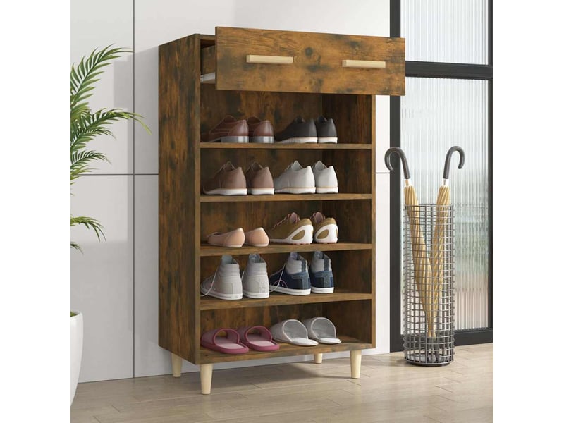  Meuble à chaussures, armoire à chaussures chêne fumé 60x35x105 cm bois d'ingénierie  - Conforama C