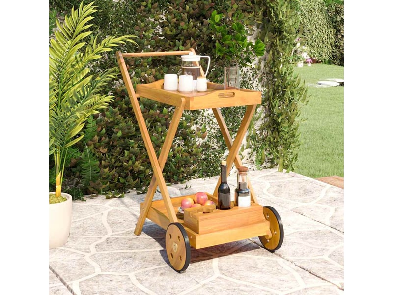  Desserte de cuisine, chariot à thé 54x87x90 cm bois massif d'acacia  - Conforama B