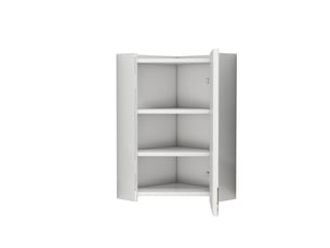 Meuble de salle de bain - 32.5x32.5x55.6 cm - meuble d'angle miroir suspendu prémonté avec 3 faces miroir & soft-close - blanc