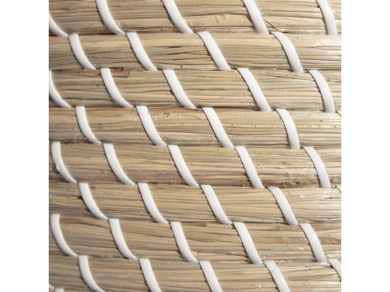  Panier de rangement rond jonc de mer naturel et blanc 46 x 46 x 40 cm 62863 - Conforama E