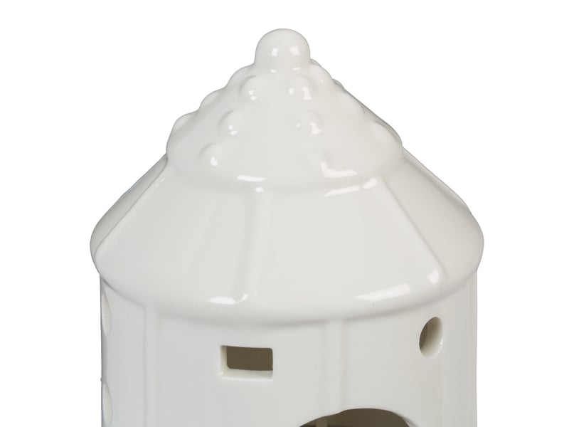  Photophore en forme de maison ambiance cosy déco intérieur 18 x 12 x 12 cm en porcelaine blanche 13_0015175  - Conforama E