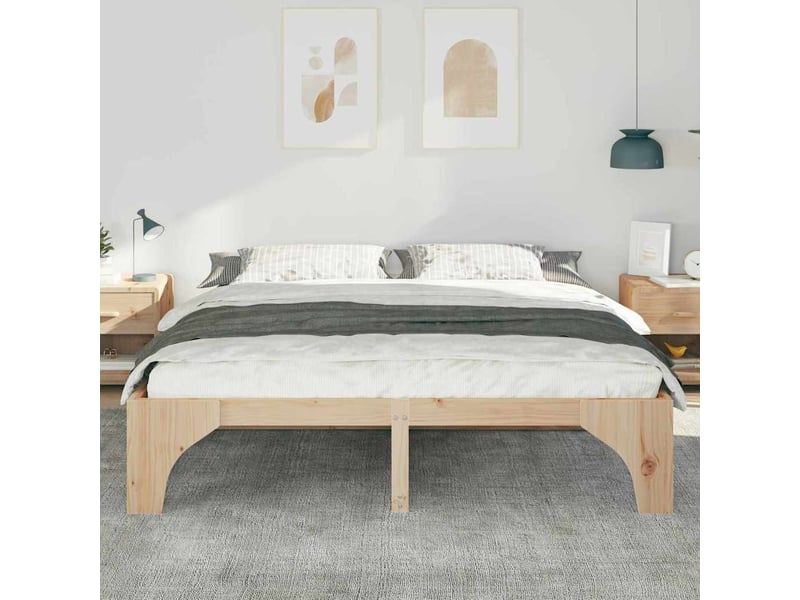  Lit double- lit adulte -  cadre de lit marron 180 x 200 cm pin massif  - Conforama B