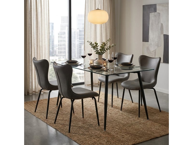  Lot de 4 chaises de salle à manger rembourrées en similicuir viola - gris  - Conforama B