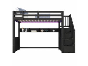 Lit surélevé 90x200 cm OKWISH coloris noir