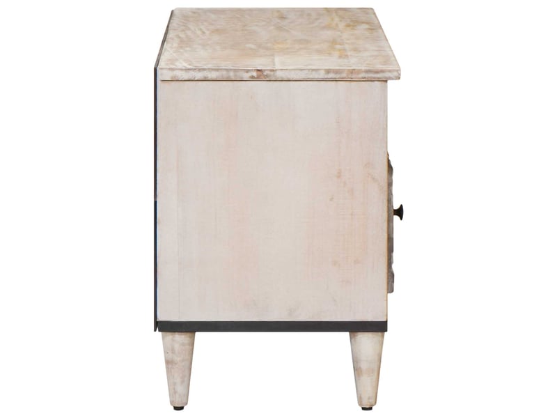  Meuble tv - banc tv - meuble de rangement blanc 100 x 33,5 x 46 cm bois de mangue massif  - Conforama D