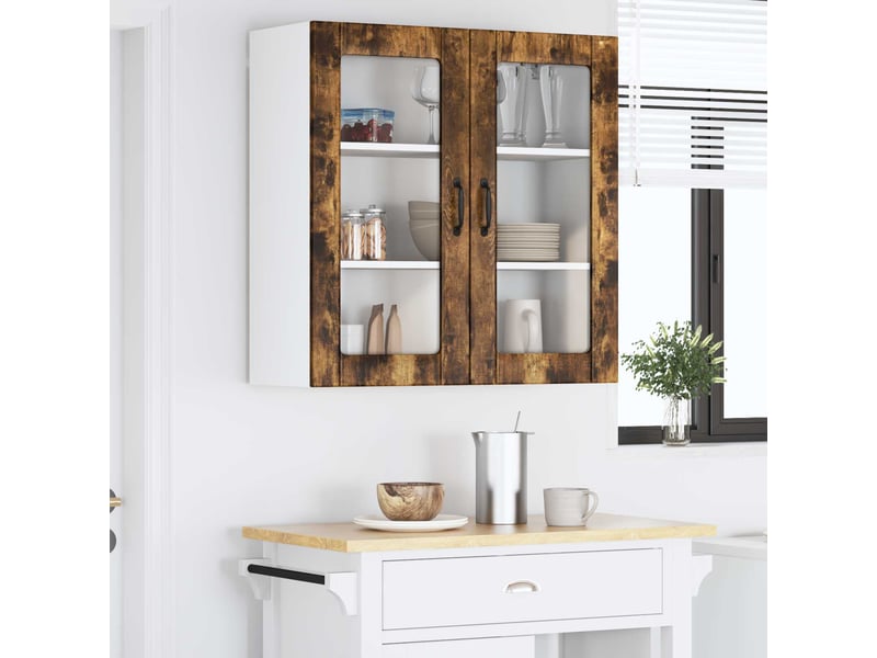  Meuble mural de cuisine, cabinet en verre mural chêne fumé 80x31x80cm shl5617  - Conforama D
