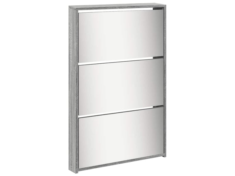  Meuble à chaussure, armoire à chaussures miroir 5 niveaux sonoma gris 63x17x169,5cm  - Conforama D