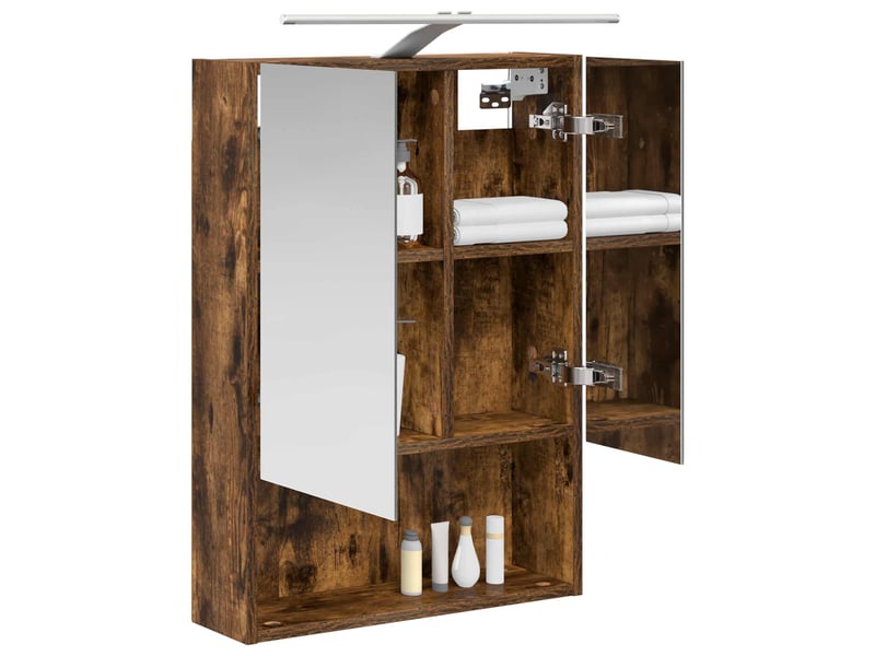  Armoire miroir de salle de bain, cabinet de salle de bain chêne fumé 50 x 14,5 x 70 cm cf65152  - Conforama C
