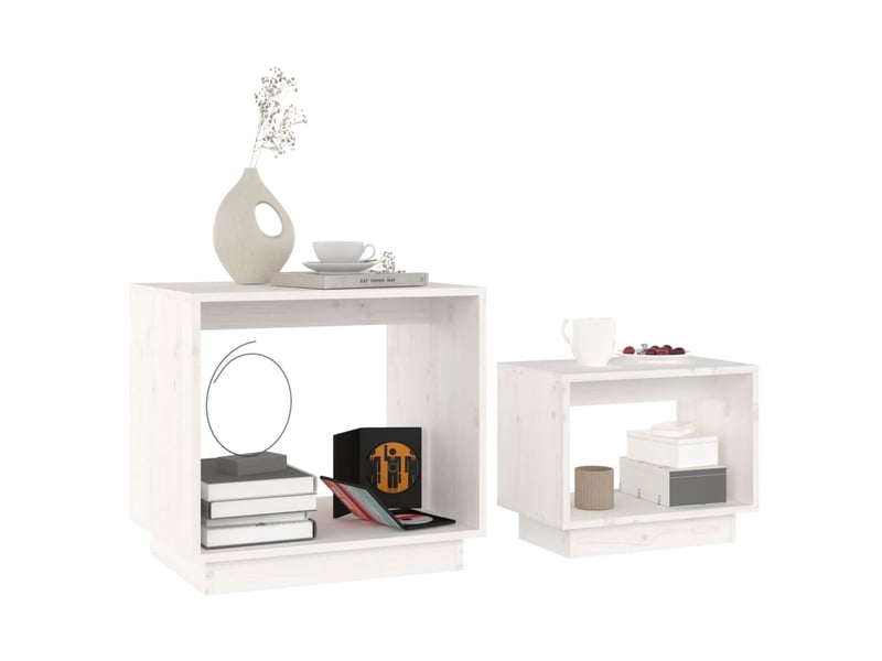  Tables basses gigognes 2 pcs | table de salon blanc bois de pin massif  - Conforama C