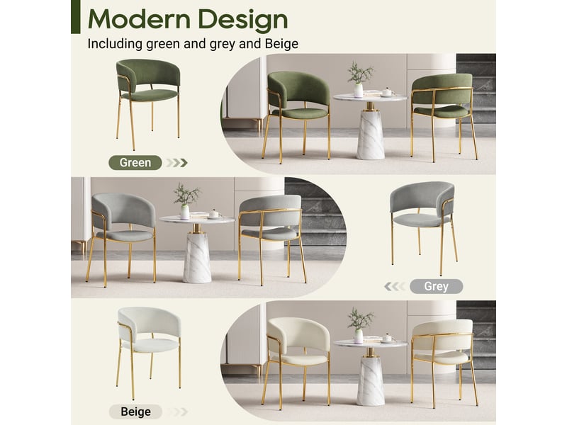  Lot de 6 chaises de salle à manger,avec pieds réglables,velours côtelé,beige  - Conforama E