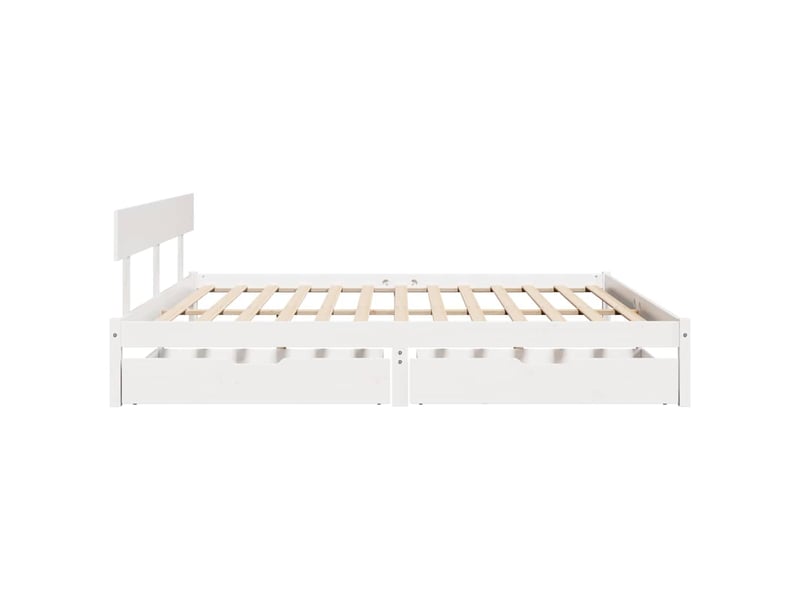  Lit double- lit adulte -  cadre de lit sans matelas blanc 180x200 cm bois massif de pin  - Conforama D