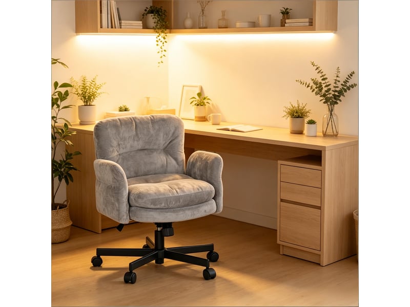  Chaise pivotante à 360° en métal et tissu gris T5828P509876 - Conforama E
