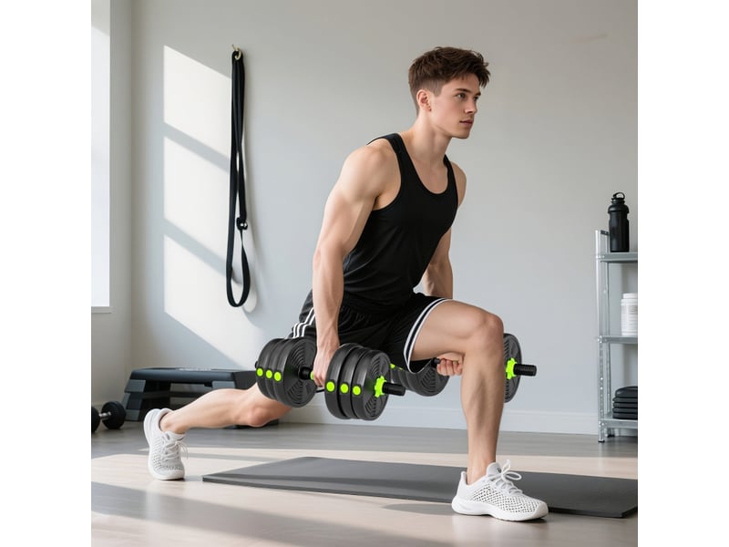 Kit d'haltères réglables 25 kg, set d'haltères multifonction 3 en 1 avec barre pour entraînement à domicile - Conforama W